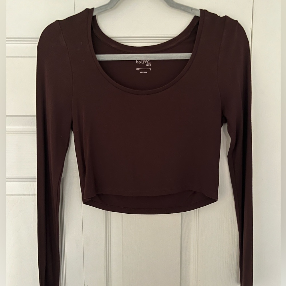 Women's Brown Long Sleeve Crop Top Pacsun